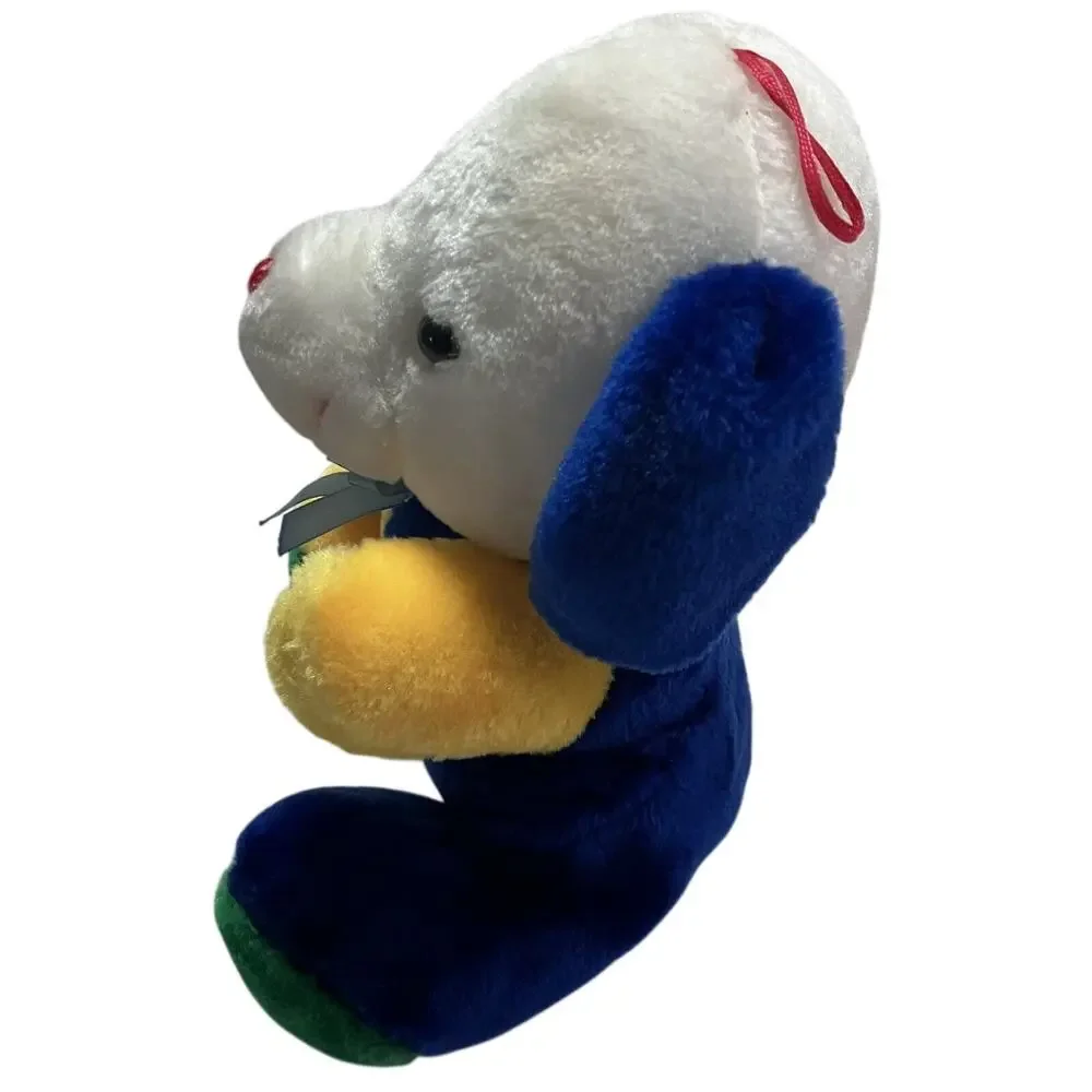 King Plush Vintage Dog Carnival Prize Blue Yellow Color Block Puppy
